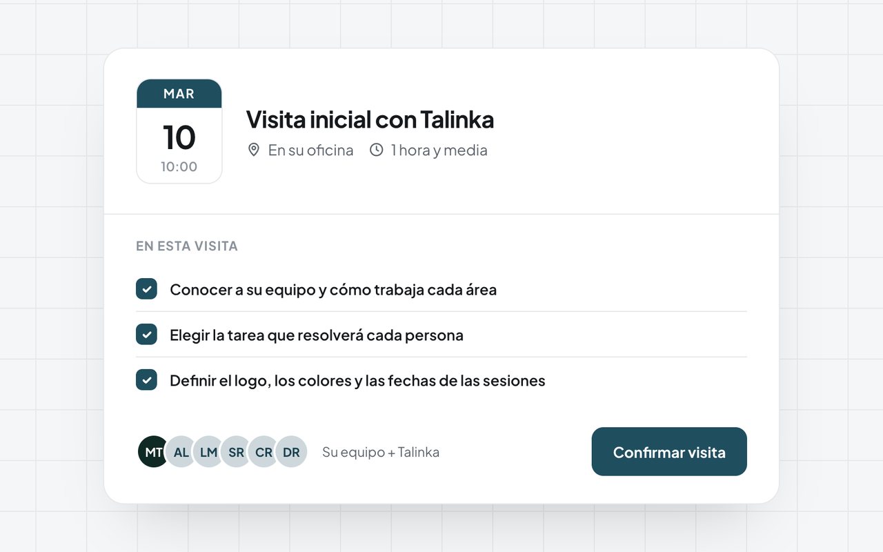 Tarjeta de la visita inicial en la oficina del cliente